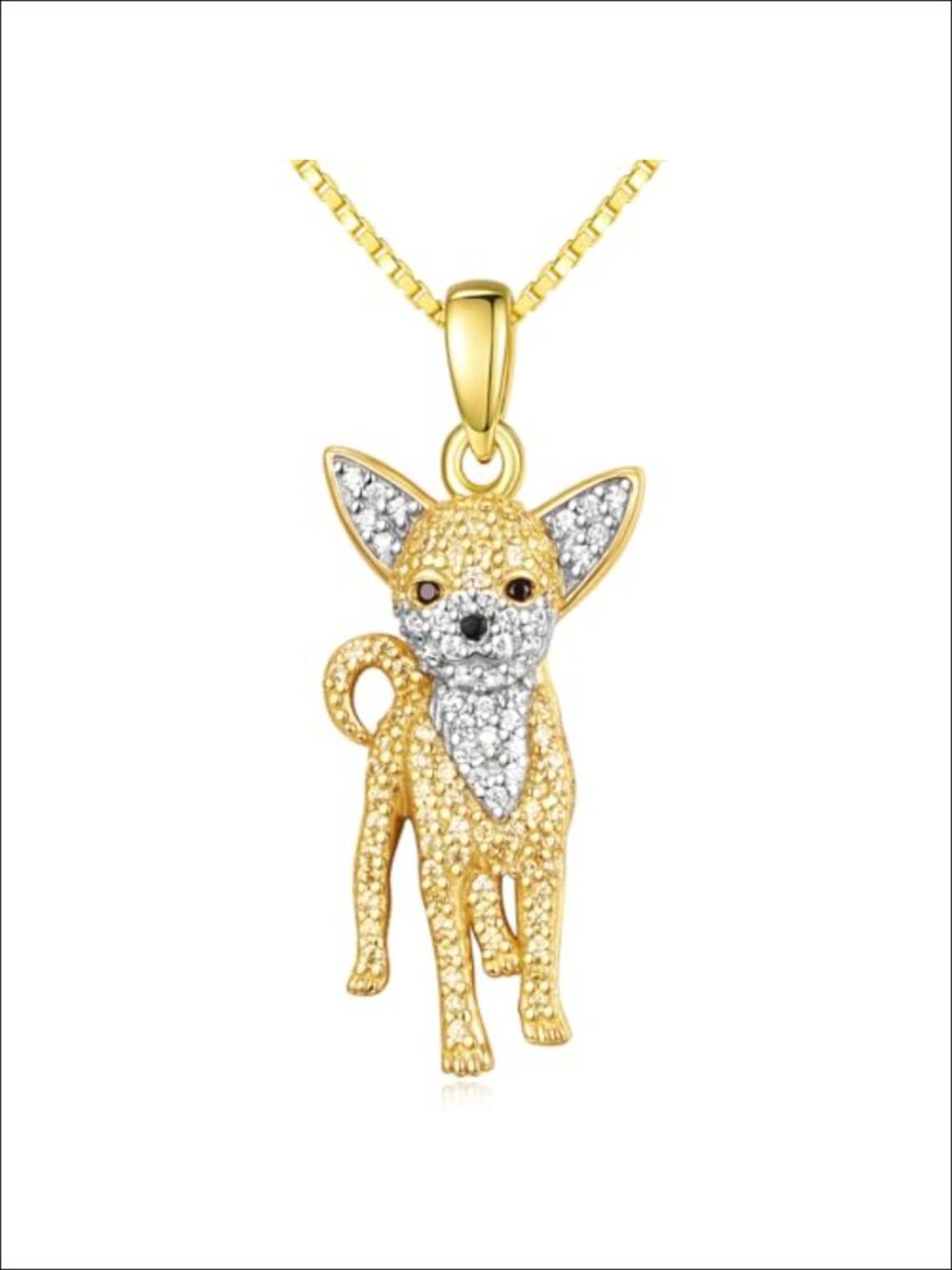 14K Gold Dog Breed Necklace Simulated Diamond Puppy Pendant Memorial Gift